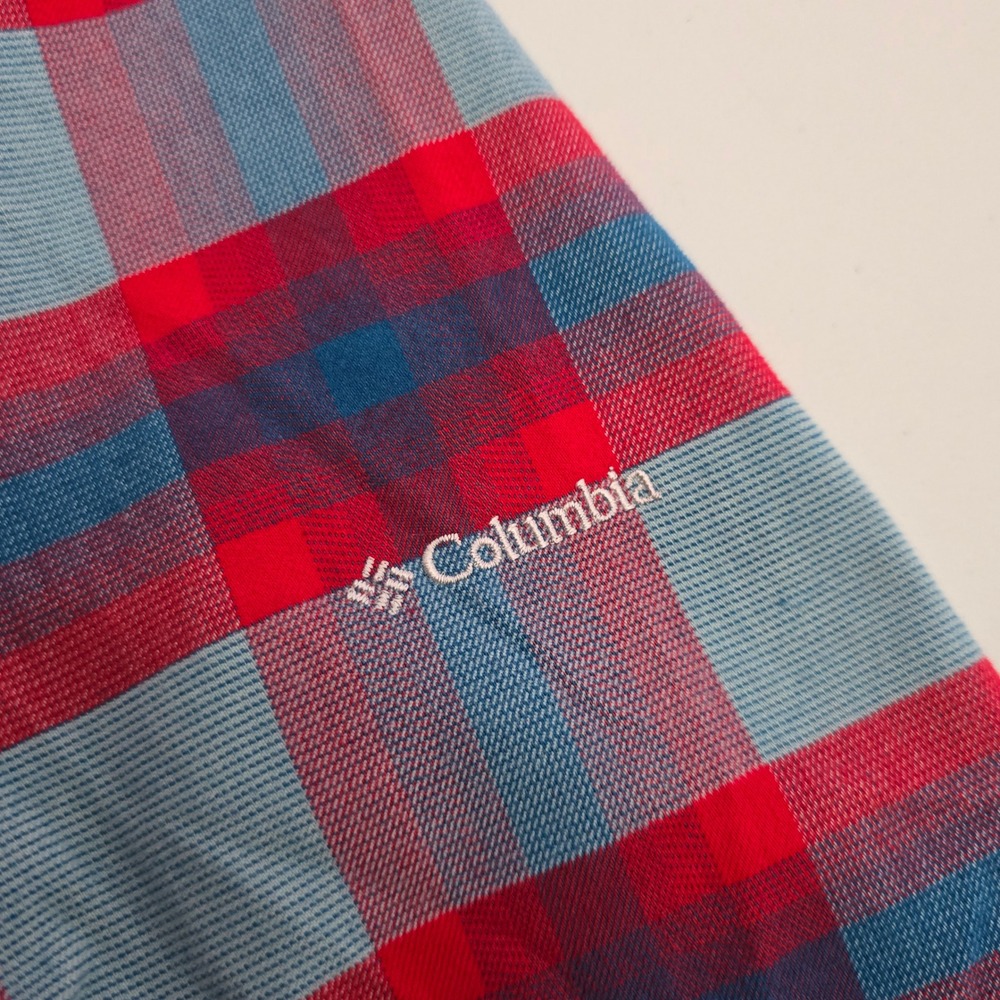 Columbia Women's High Bridge Lane EXS Plaid Button Down Flannel Shirt Red Blue L - Picture 5 of 16